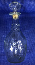 Vintage Wine &amp; Liquor Decanter Bottle 10 1/2&quot; Tall 8th Size Star Pattern W/Cork - £11.83 GBP