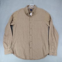 NWT J. Crew Herringbone Brushed Twill Shirt Men’s MEDIUM Brown Cotton Button Up - £20.48 GBP