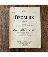 Vintage Because Guy d&#39;Hardelot Edward Teschemacher Sheet Music Chappell ... - $185.41 MXN