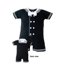 Charming Sailor Style Short-Sleeve Infant Romper with Bow Tie - £22.18 GBP