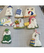Maltese CUTE CERAMIC FACE PUPPY DOG FRIDGE/ MAGNET Set Of 8 - $54.86 CAD