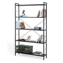 5 Tier Bookshelf, Modern Freestanding Tall Bookcase with Steel Frame - £88.15 GBP