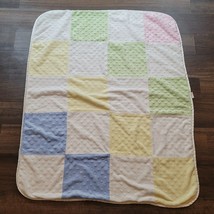 Just Born Pink White Blue Green Patchwork Minky Dot Baby Blanket Lovey Unisex - £23.61 GBP