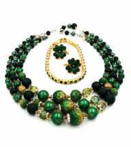 St Patricks Day Jewelry Vintage Japan Necklace Avon Earrings Rhinestone Bracelet - £38.53 GBP