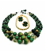 St Patricks Day Jewelry Vintage Japan Necklace Avon Earrings Rhinestone ... - $49.00