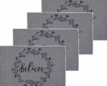 Set of 4 Tapestry Kitchen Placemats, 13&quot;x19&quot;, INSPIRATIONAL,BELIEVE WREA... - £17.11 GBP