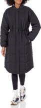 Women&#39;s Quilted Coat Medium Black Knee Length Relaxed Fit 2 Way Zipper - £43.95 GBP