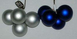 Trim a Home Color Blue Flat Pearl Christmas Ball Ornament Set 8 Pieces image 2