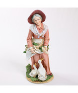 HOMCO Home Interior Feeding Corn To Ducks 1477 FIGURINE Of OLD WOMAN Pin... - €11,50 EUR