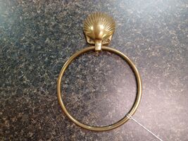 Brass Sea Shell Hand Towel Holder Ring Nautical Ocean 5" - $19.79