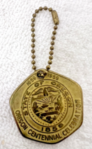 Oregon Centennial State Seal Keychain Meier and Frank 1857-1959 Gold Met... - $9.90