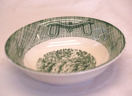 Currier &amp; Ives Green Coup Cereal Bowl Plows &amp; Ox Yoke Rim SCIO MCM - $9.89