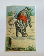 Boy On Bucking Donkey Trade Card M C Mirick 1881 - £23.48 GBP