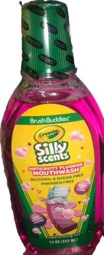 BRUSH BUDDIES CRAYOLA SILLY SCENTS BUBBLE GUM KIDS ANTICAVITY MOUTHWASH 12oz-NEW