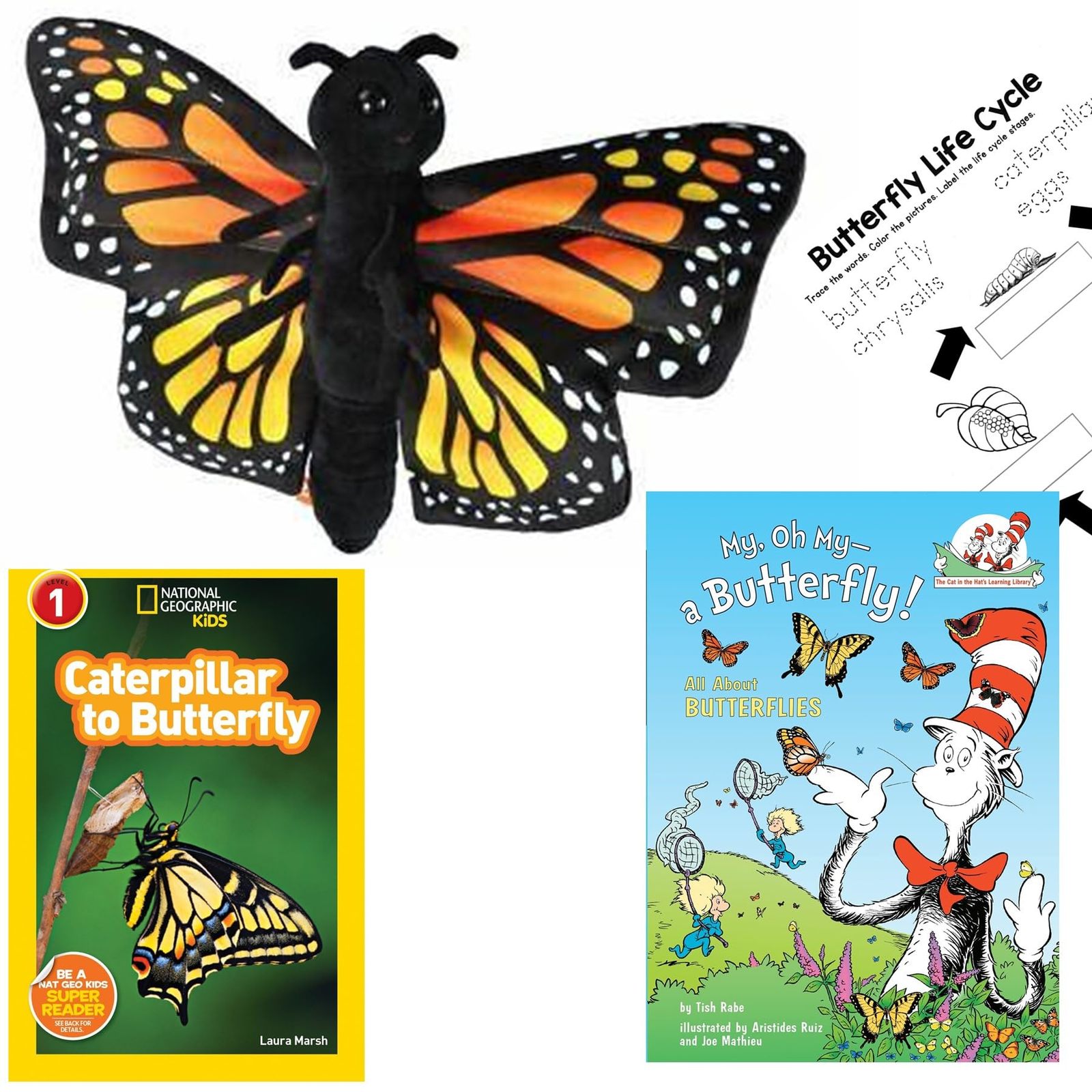 Monarch Butterfly Gift Set with Huggers Butterfly Toy Slap Bracelet, Caterpillar - £23.97 GBP