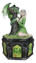 Fantasy Four Seasons Summer Friendship Fairy With Dragon Decorative Box Figurine - £35.96 GBP