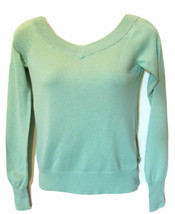 American Eagle PASTEL Mint GREEN Long Sleeve Double V Neck Top Size SMALL  - $14.00
