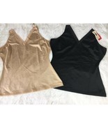 SPANX Camisole Double V-Neck Smooth Sleek Shaping Top Nude Black Slimpli... - £36.21 GBP+