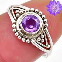 Birthday Gift For Girls Amethyst Gemstone 925 Silver Cluster Ring Handmade - £5.84 GBP