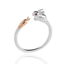 Sweet Cute Carrot Rabbit Opening Ring For Women Creative Exquisite Wedding Ring  - £7.24 GBP