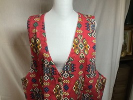 Vintage Willowbend Women&#39;s Size 2X Aztec Button-Up Vest 100% Cotton Wash... - £19.58 GBP