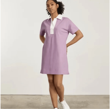 Everlane Womens Small Polo Shirt Mini Dress Mauve White Short Sleeve V Neck NWT - £34.15 GBP