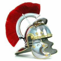 Gladiator costume Roman legion officer helmet with red plume armor collectible - £89.49 GBP