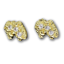 Cz Nugget Design Studs Push Back 14k Gold Plated Hip Hop Jewelry - £7.11 GBP