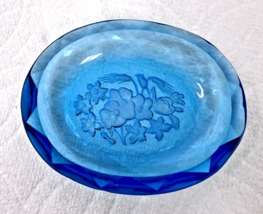 Heinrich Hoffman Intaglio Bright Blue Floral Open Salt Dip Oval 2.5 x 2 ... - $29.21