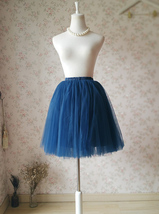 Navy Blue Knee Length Tulle Skirt Custom Plus Size Tulle Ballerina Skirt image 6