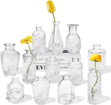 12 Glass Bud Vases Set,Clear Bud Vases In Bulk,Small Vases For Centerpie... - £26.89 GBP