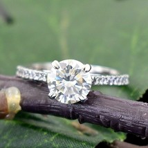 White Moissanite 2.25Ct Round Cut White Gold Plated Engagement Ring in Size 5.5 - £105.11 GBP