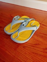 Crocs Athens Flip Flops Kids Toddler Size 10 11 Blue Yellow Slip On Thong - $24.74