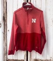 Adidas SIZE LARGE Womens Red Nebraska Huskers Quarter-Zip pockets sweater jacket - £22.89 GBP