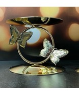 Vtg MetalGlow Butterfly Wedding Unity Candle Pillar Candleholder Gold 478BR - $27.06 CAD