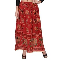 Women&#39;s Wrap skirt Indian ethnic Elephant Print 39&quot; Red (Free size upto ... - £25.30 GBP