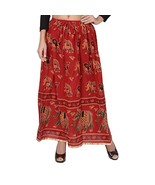 Women&#39;s Wrap skirt Indian ethnic Elephant Print 39&quot; Red (Free size upto ... - £25.60 GBP