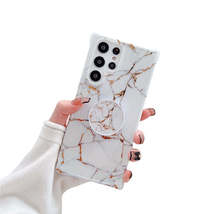 Anymob Samsung Phone Case Style Crack Granite Marble Fold Holder Soft Cover  - £18.88 GBP