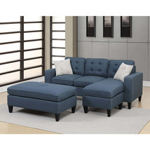 Navy Polyfiber Reversible Sectional Sofa &amp; Ottoman - $1,281.99