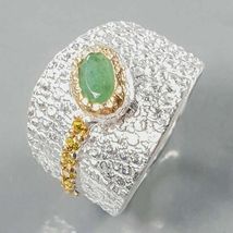 0.80Ct Oval Simulated Emerald Wedding Band Ring  Gold Plated 925 Silver  - £104.49 GBP