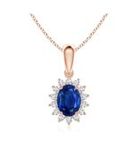 ANGARA 1.84 Ct Blue Sapphire Pendant Necklace With Diamond in 14K Gold (... - $3,464.10