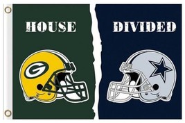 Green Bay Packers and Dallas Cowboys 3x5ft Divided Flag, Machido flag - £13.44 GBP