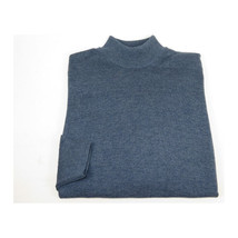Men's Sweater Knit By BRANGO Turkey Mock Neck Cotton Blend 21050 Indigo Blue image 3