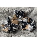 Handmade Wreath Bow Everyday Bow Black &amp; White Gray Lot Of 3 Beautiful New - $28.42