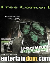 Green Day Warning Live New York City Central Park Concert webcast advert... - $87.70 MXN