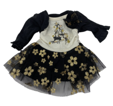 Dollie &amp; Me Doll Dress Black with Gold Sparkly Flowers for 18 in Doll - $16.14