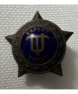 Vintage Expert Typist Award Star Blue Enamel Bronzetone Metal Lapel Pin ... - €7,27 EUR