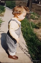 1950s Cute Toddler Overalls Sidewalk Red-Border Kodachrome Slide - £2.75 GBP