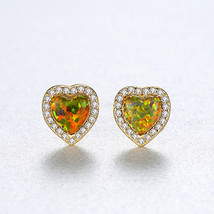 S925 Love Earrings Opal Opal Zircon Sterling Silver Earrings High-End Ear - £23.18 GBP