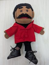 Sunny &amp; Company vintage mustache man hand puppet black hair red top AA H... - $19.79